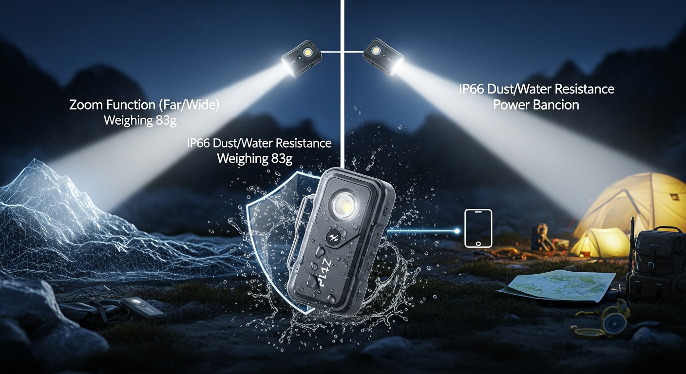 LEDライト 多機能, PZ14 軽量 LEDライト, アウトドア 防災 ライト, IP66 モバイルバッテリー ライト, クラウドファンディング 先行販売