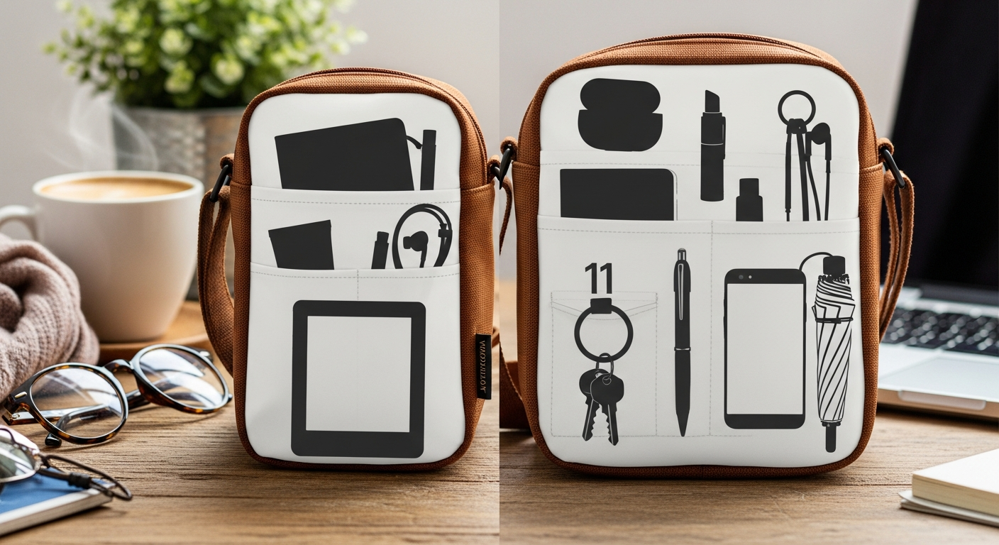 多機能ショルダーバッグ,帆布ショルダーバッグ 11ポケット,自立するビジネスバッグ,WOODYBELLY 収納