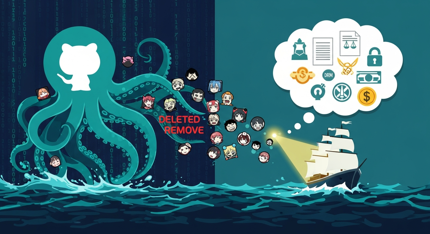 著作権侵害, GitHub 著作権削除 事例, DMCA DRM回避 法的判断, デジタルコンテンツ保護 戦略, 正規配信サービス マネタイズ 方法