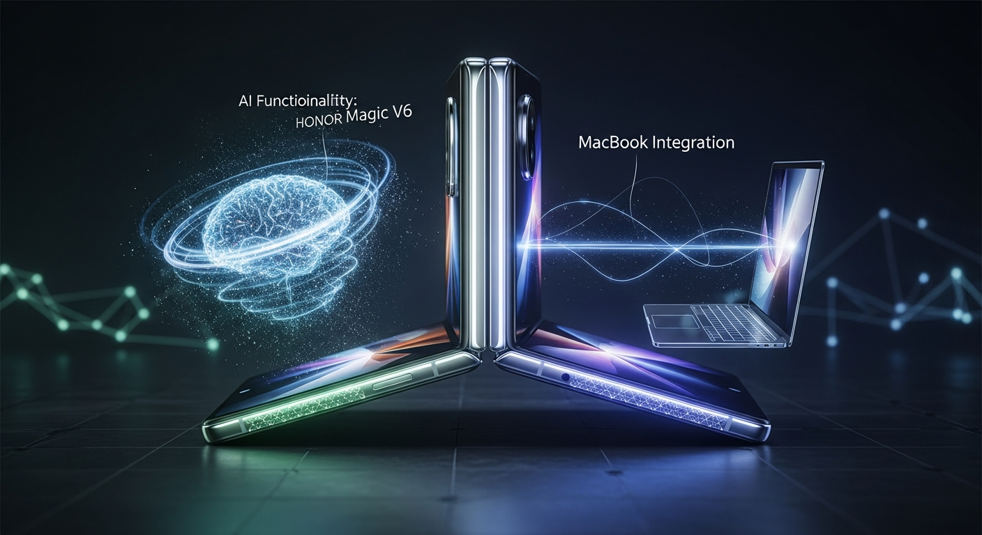HONOR Magic V6, 折りたたみスマホ 薄型高耐久, MacBook連携 Androidスマホ, AIスマホ 生産性向上