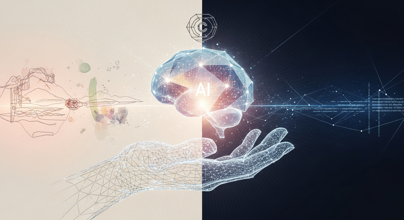 AI著作権, AI生成物 著作権 却下, 人間介入 著作権 保護, AIコンテンツ ビジネスチャンス