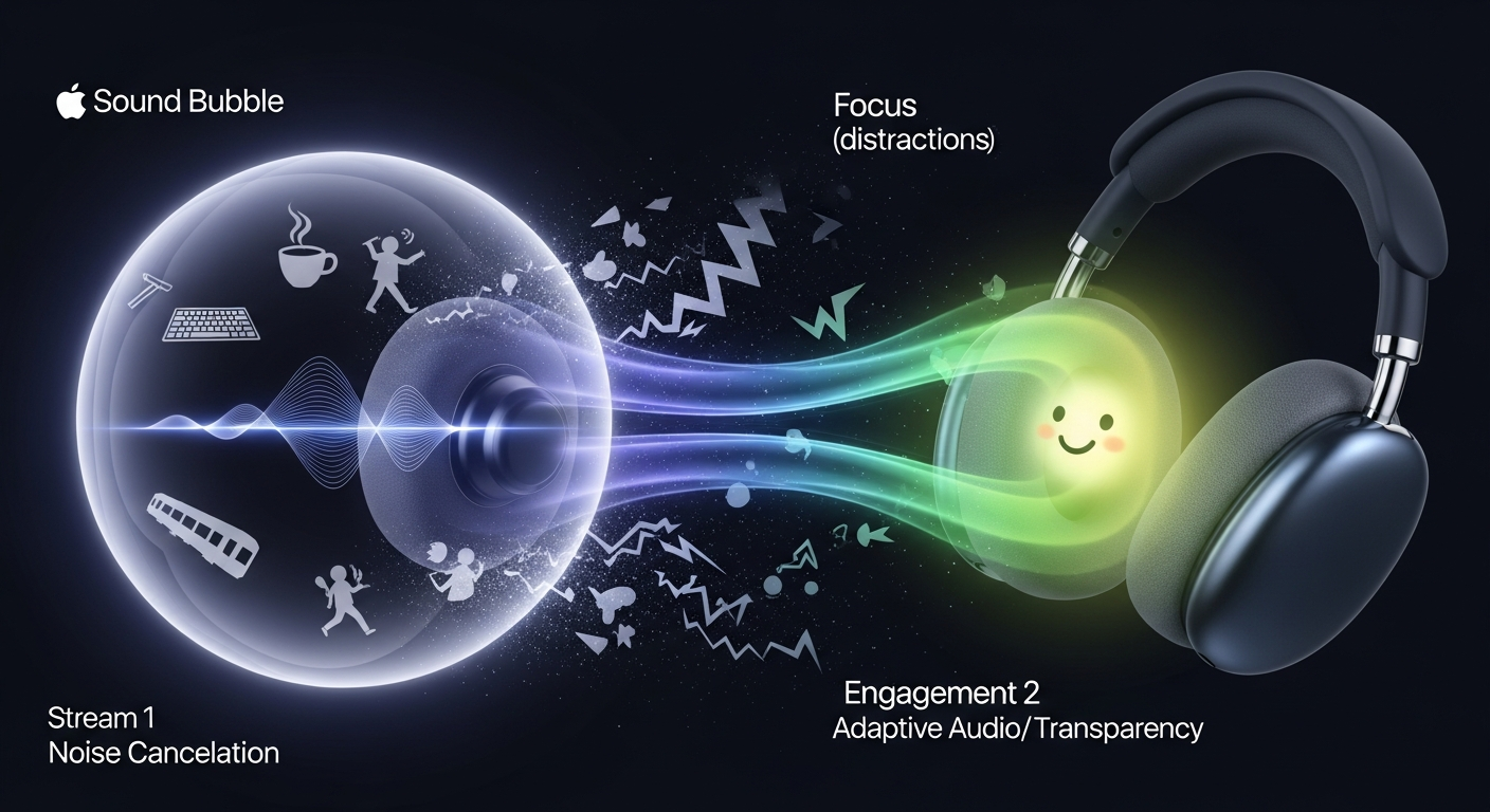 AirPods Max 2 性能, AirPods Max 2 ノイズキャンセリング 効果, AirPods Max 2 適応型オーディオ 活用, AirPods Max 2 買い替え 判断, AirPods Max 2 ビジネス利用