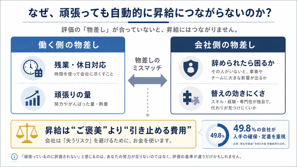 昇給は「辞められたら困る人」を引き止めるための費用