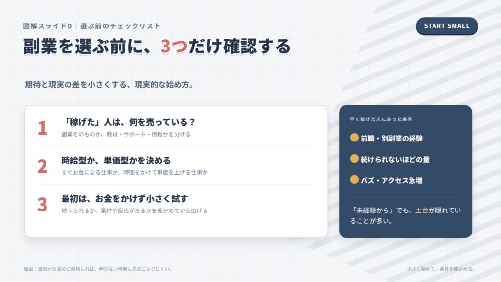 副業は長めに見積もって小さく始める